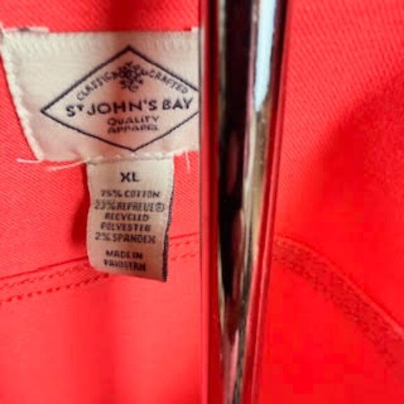 St. John’s Bay Red Denim Jacket Button Front Pockets Size XL - Picture 7 of 7